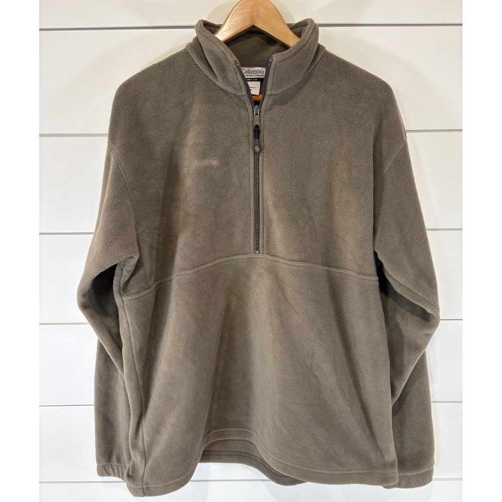 Columbia Pullover Mens Large Brown Fleece Long Sleeve 1/4 Zip